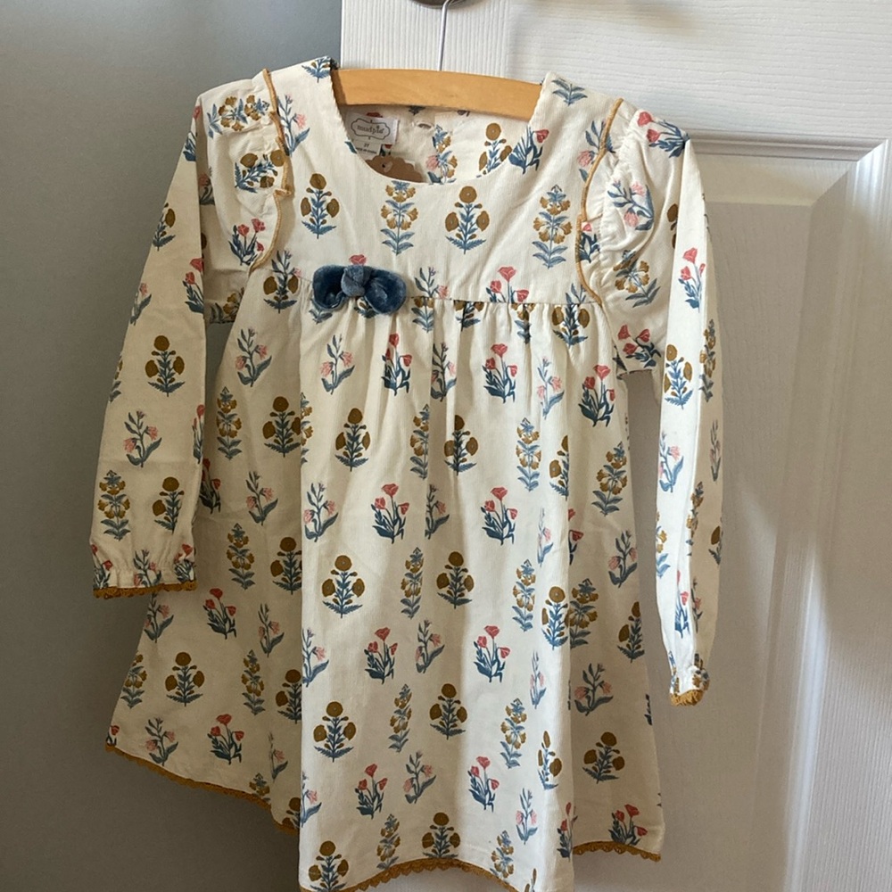 Mud pie floral corduroy dress